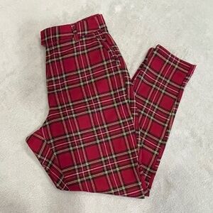 Red Plaid Tapered Pants Size Small- Medium